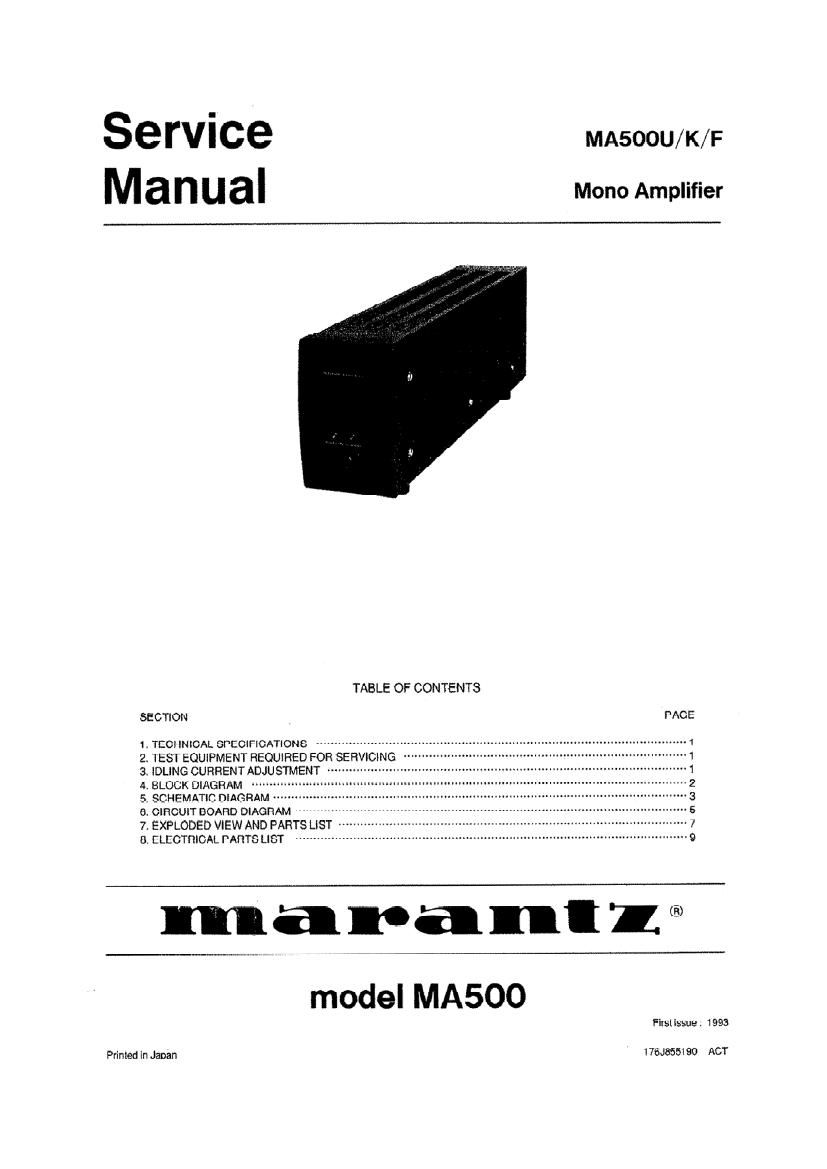 Marantz MA 500 Service Manual