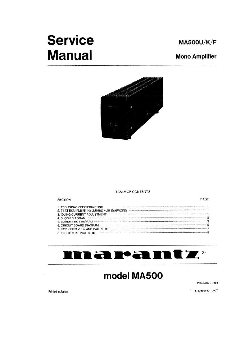 Marantz MA 500U K F Owners Manual