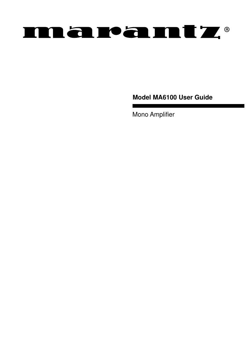 Marantz MA 6100 Owners Manual