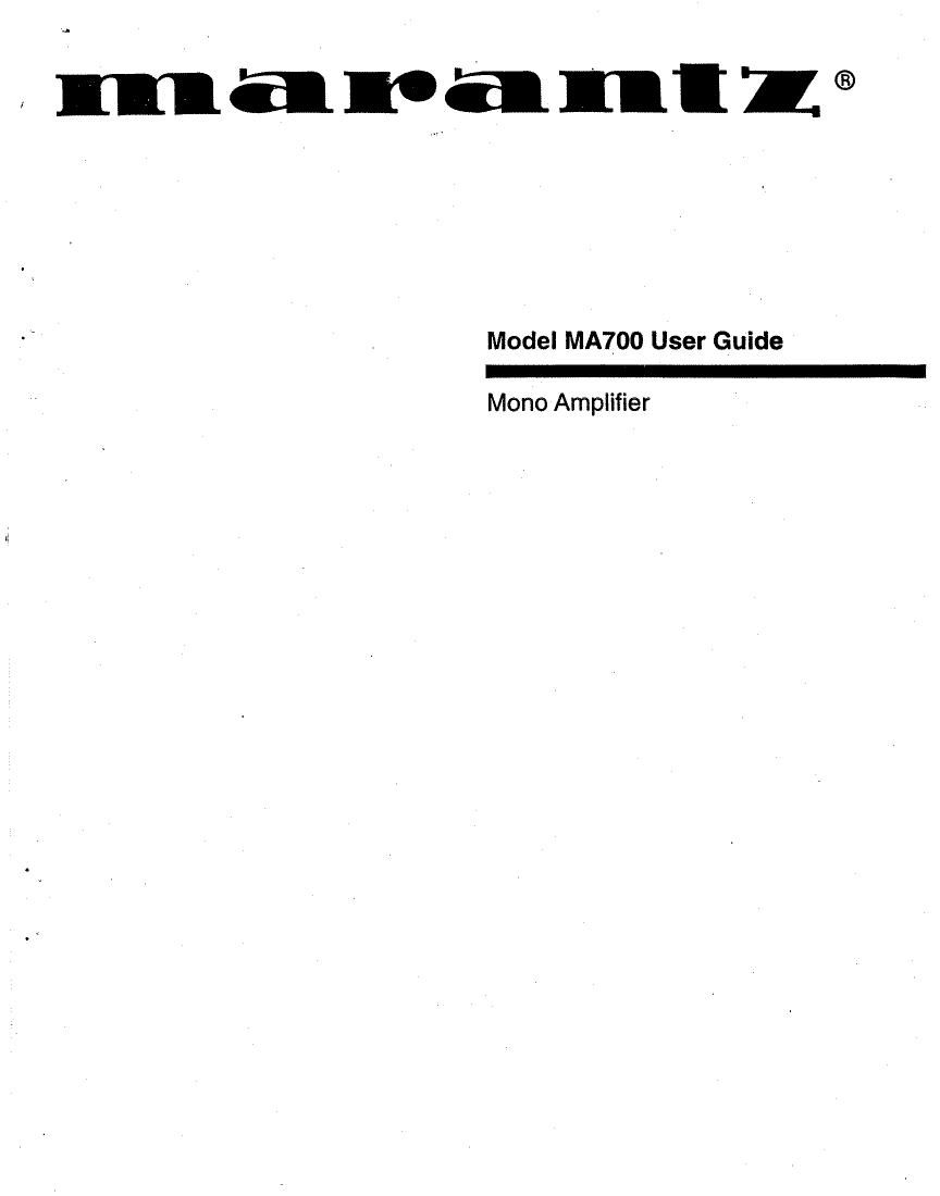 Marantz MA 700 Owners Manual