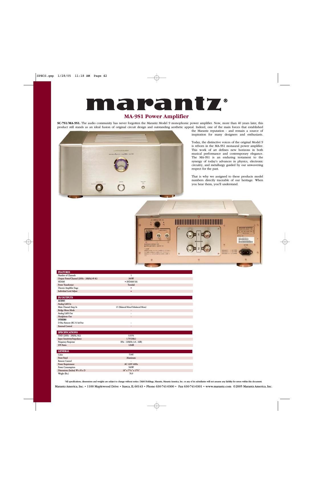 Marantz MA 9 S 1 Brochure