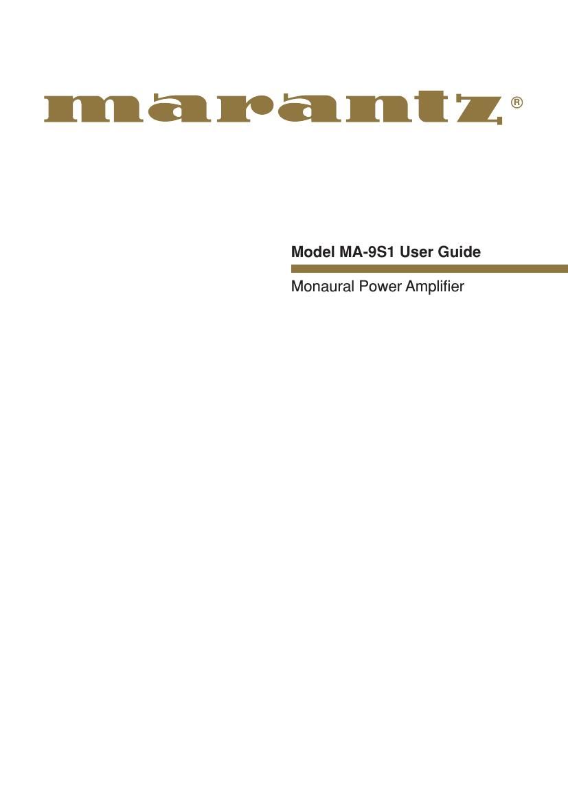 Marantz MA 9 S 1 Owners Manual