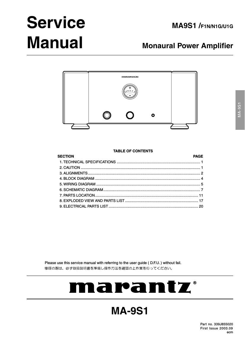 Marantz MA 9 S 1 Service Manual