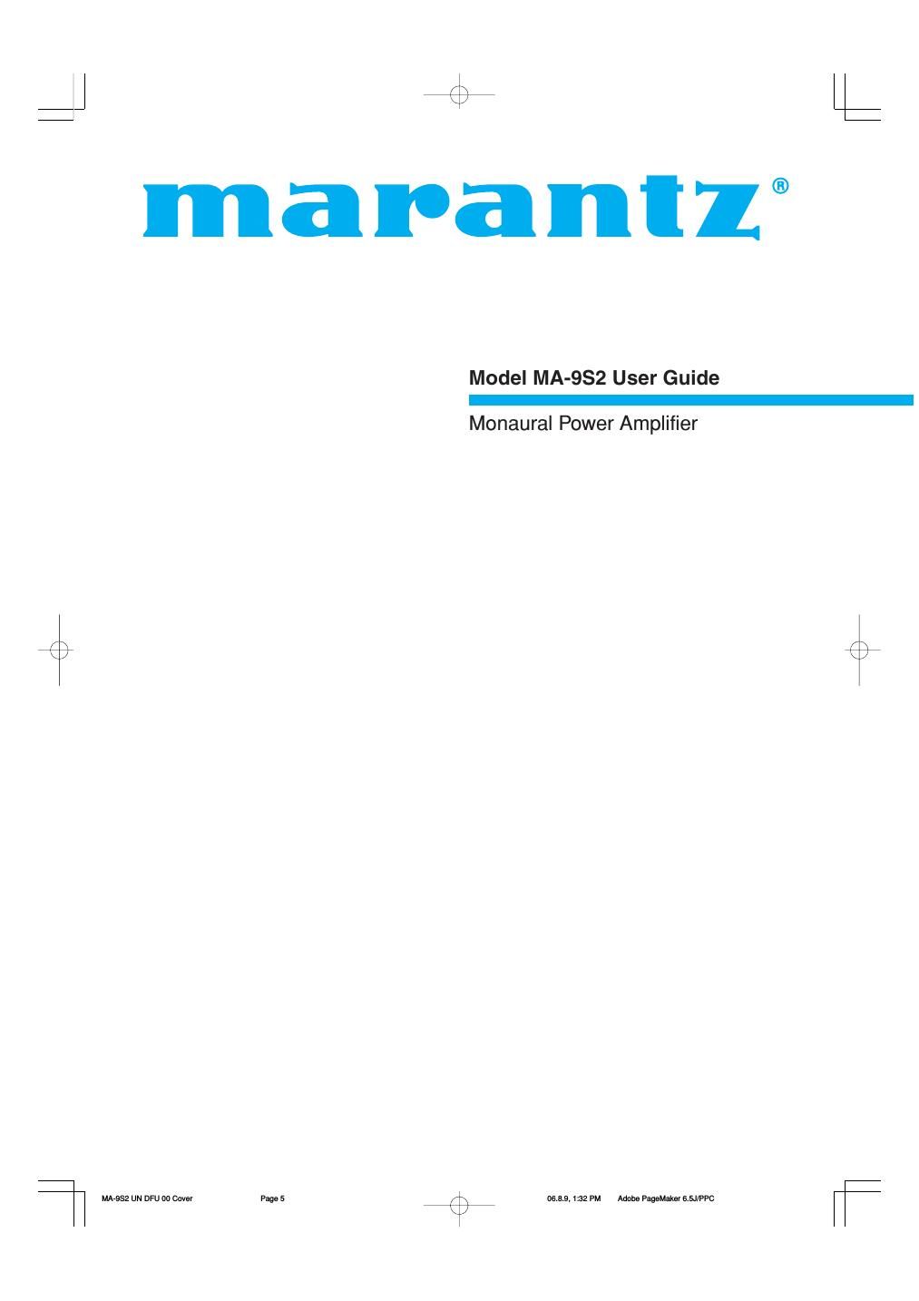 Marantz MA 9 S 2 Owners Manual