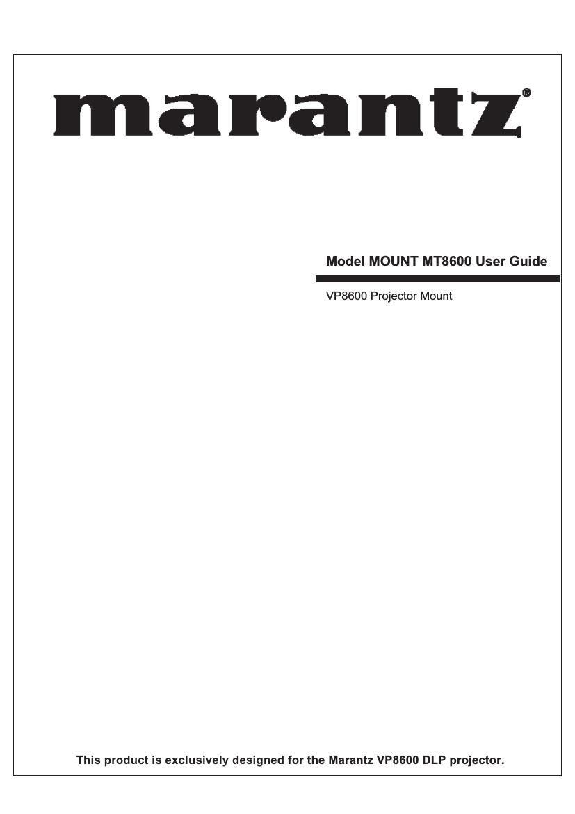 Marantz MT 8600 Owners Manual