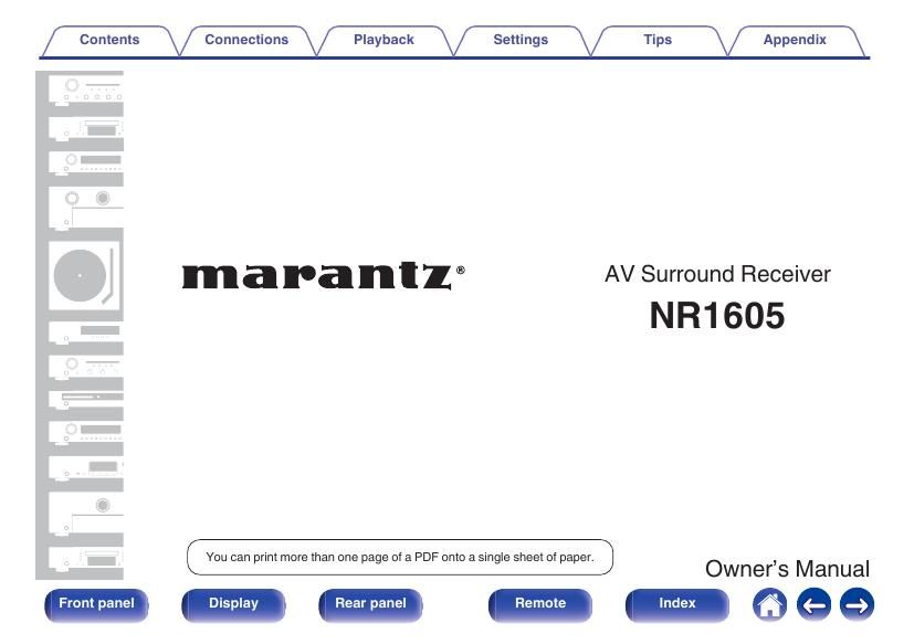 Marantz NR 1605 Owners Manual