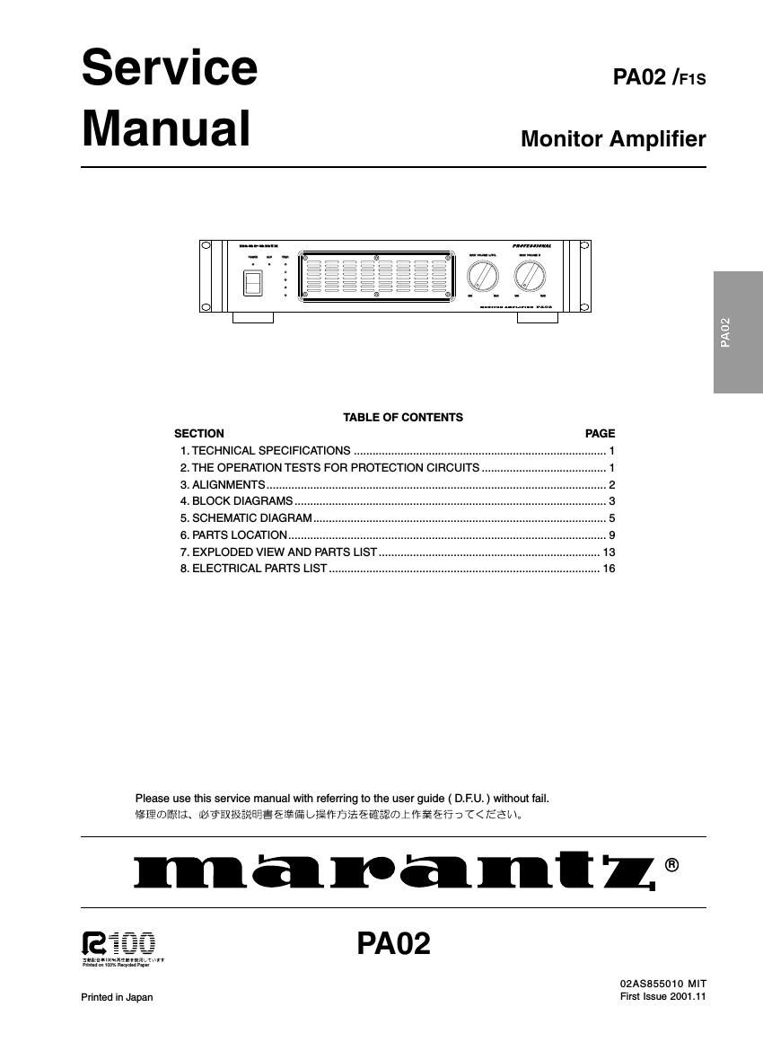 Marantz PA 02 Service Manual
