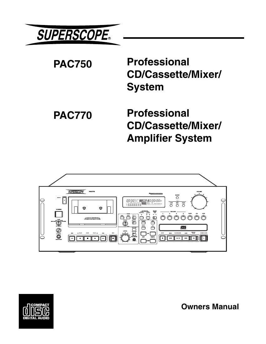 Marantz PAC 750 Owners Manual