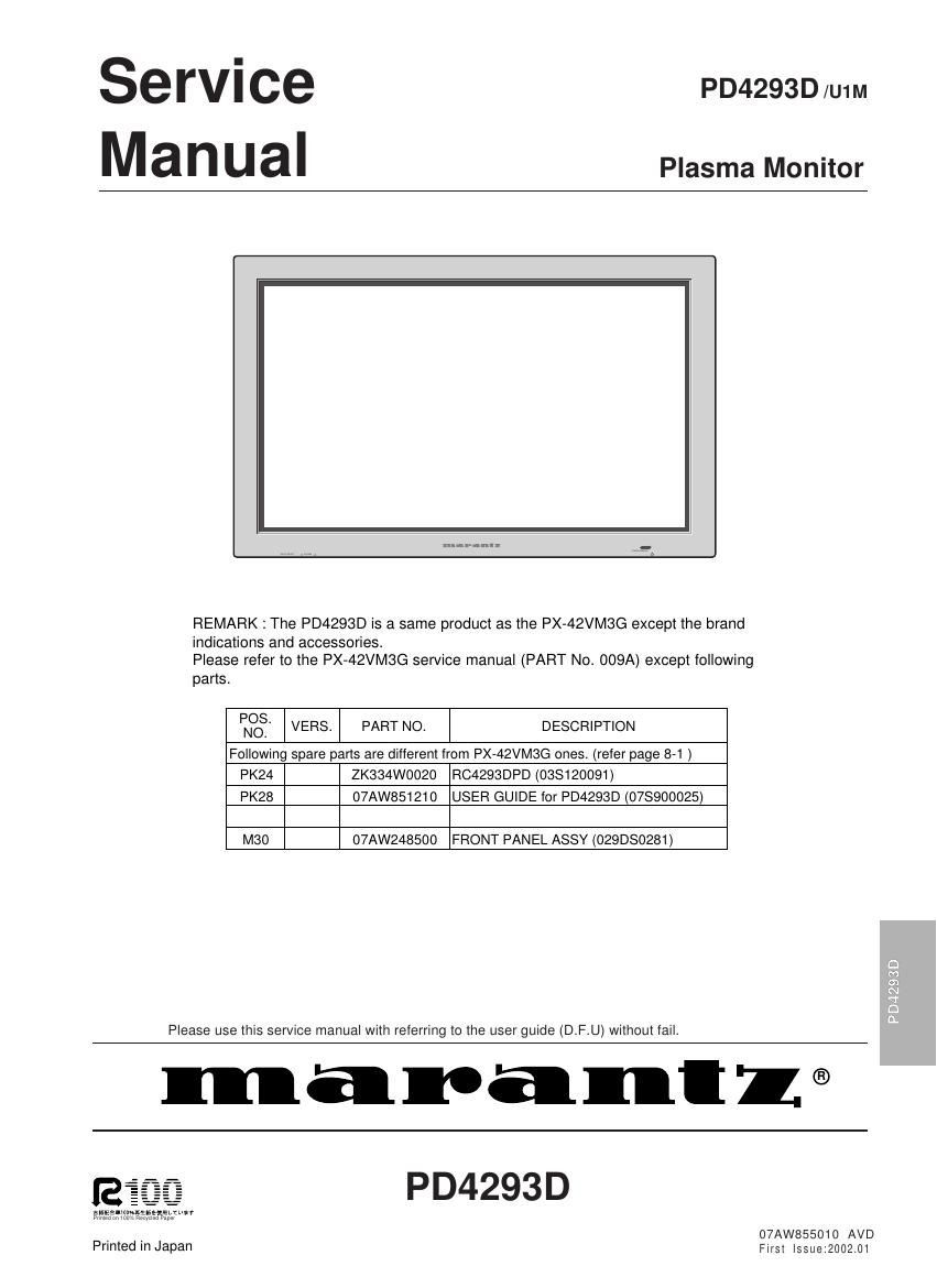 Marantz PD 4293 D Service Manual