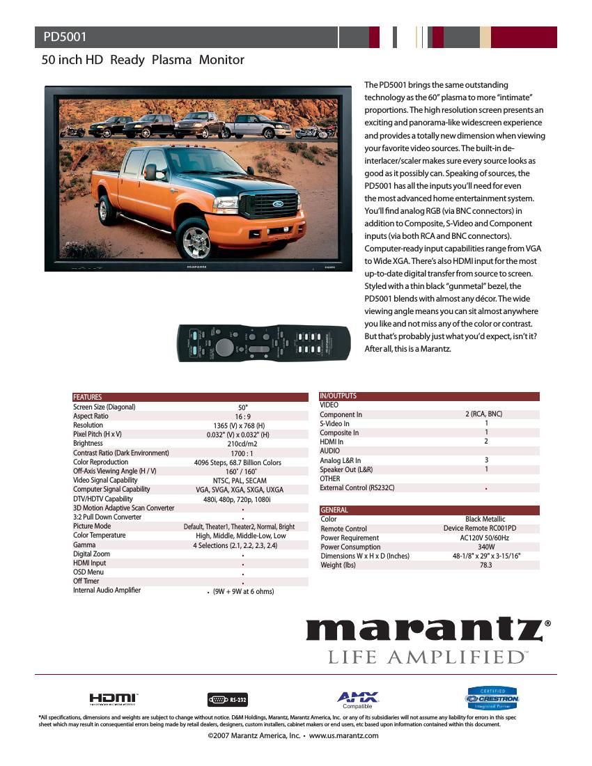 Marantz PD 5001 Brochure