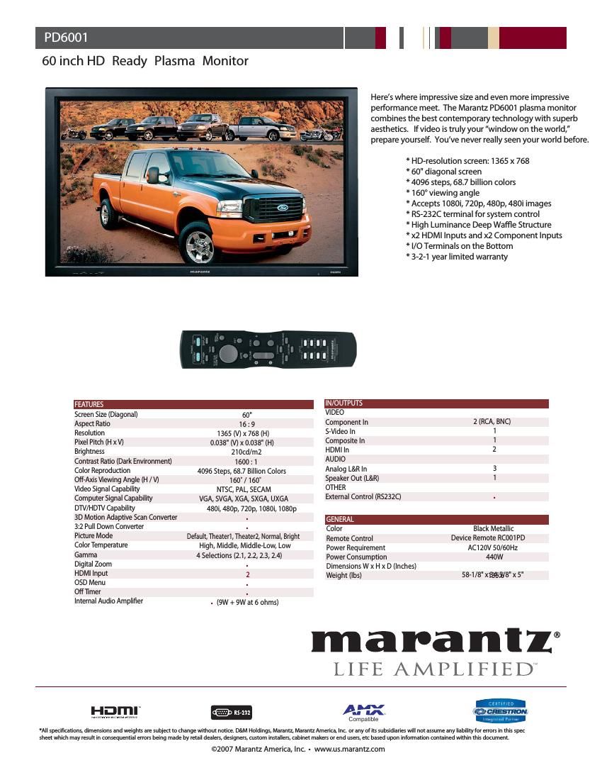 Marantz PD 6001 Brochure