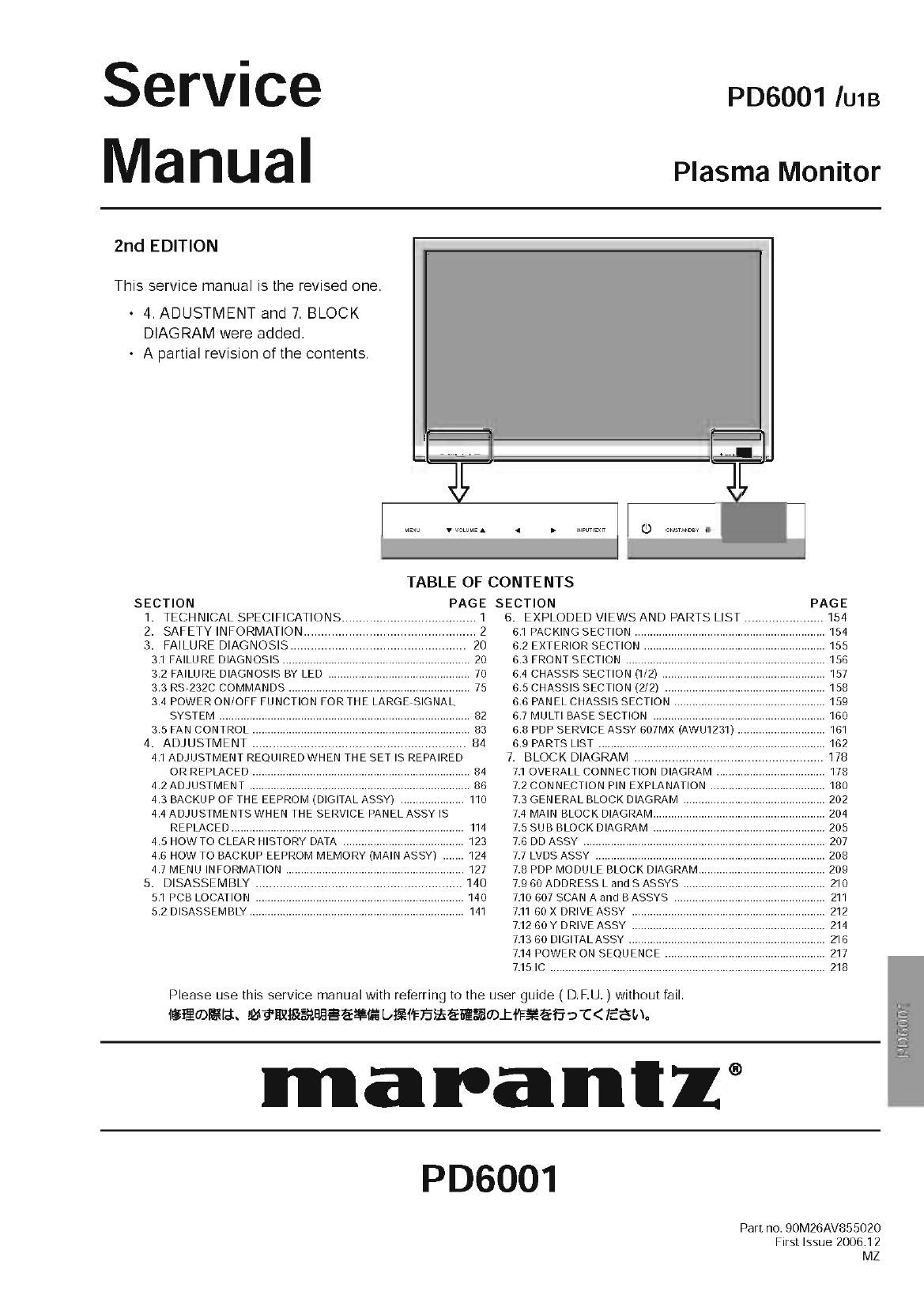 Marantz PD 6001 Service Manual