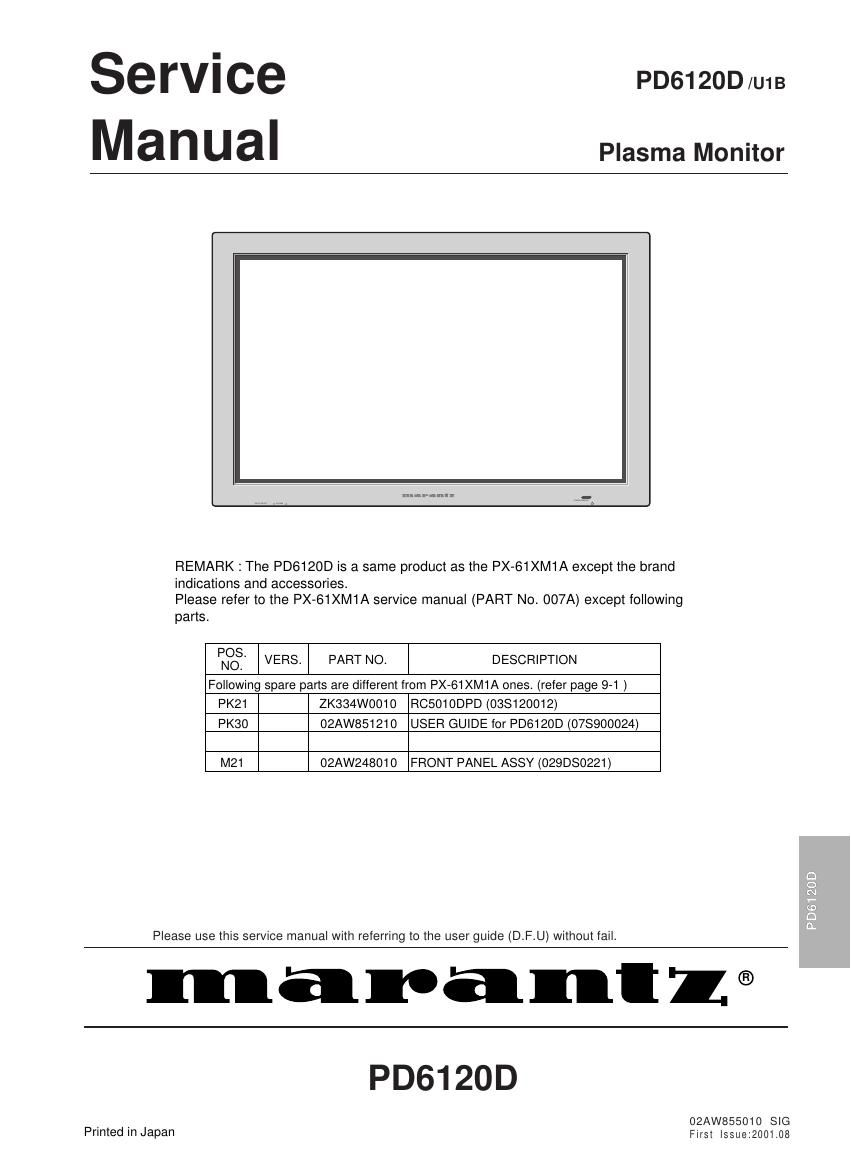 Marantz PD 6120 D Service Manual