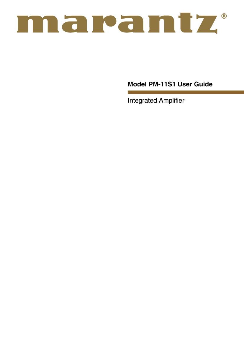 Marantz PM 11S1 Owners Manual