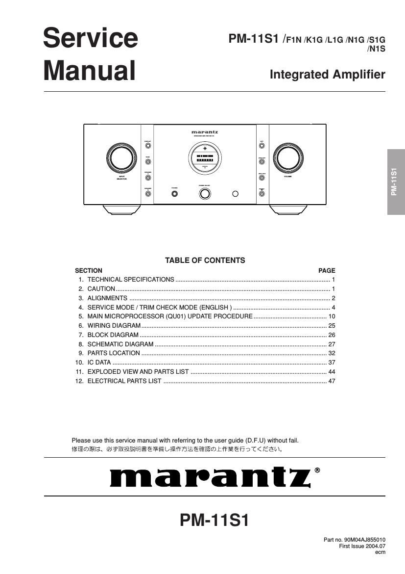 Marantz PM 11S1 Service Manual