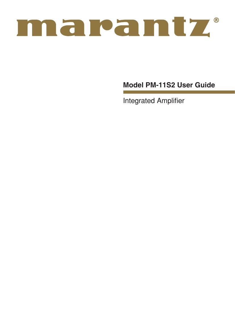 Marantz PM 11S2 Owners Manual