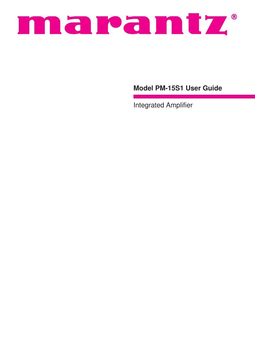 Marantz PM 15S1 Owners Manual