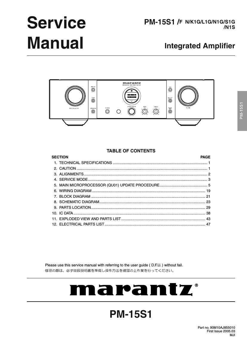 Marantz PM 15S1 Service Manual