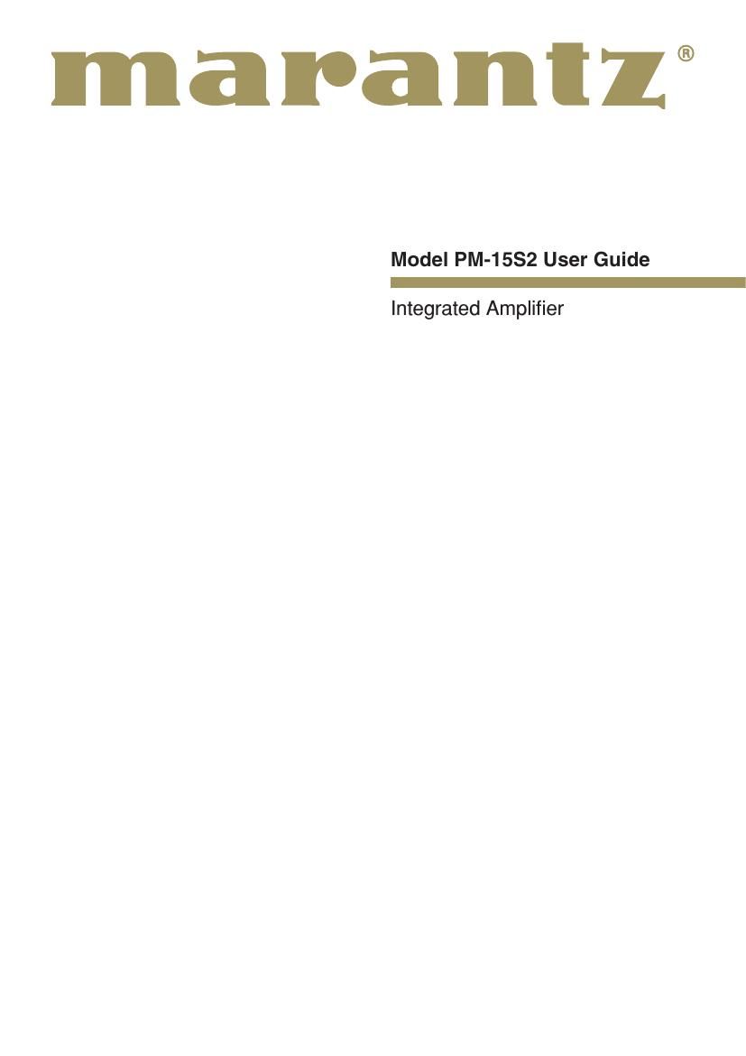 Marantz PM 15S2 Owners Manual