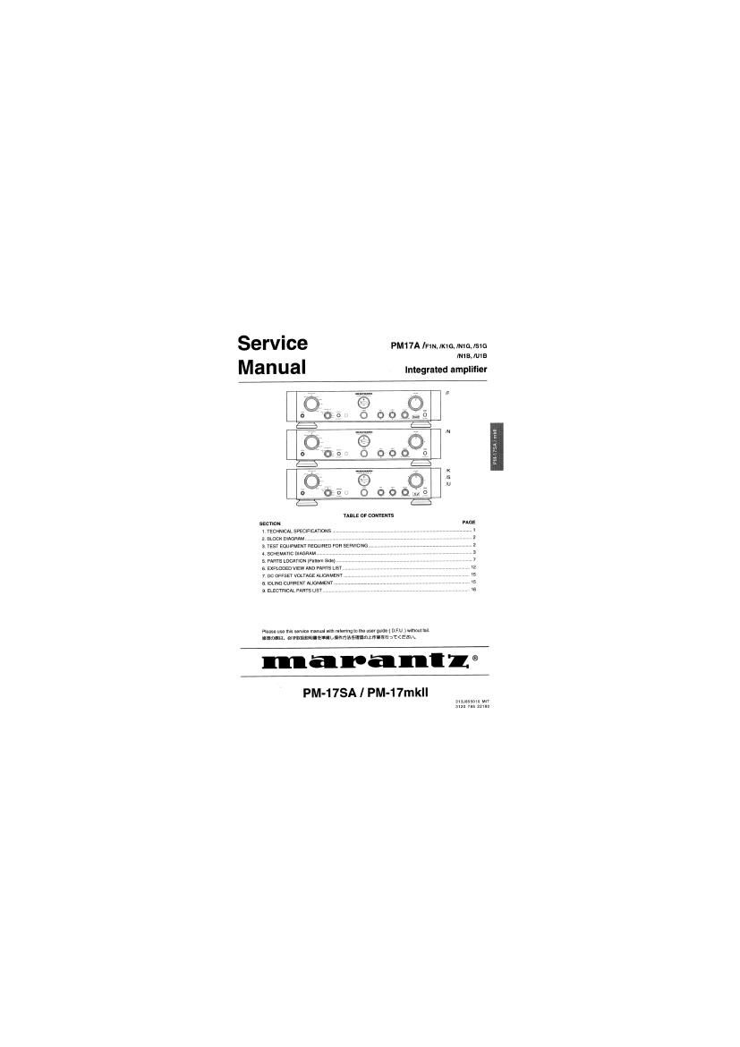 Marantz PM 17 A Schematic