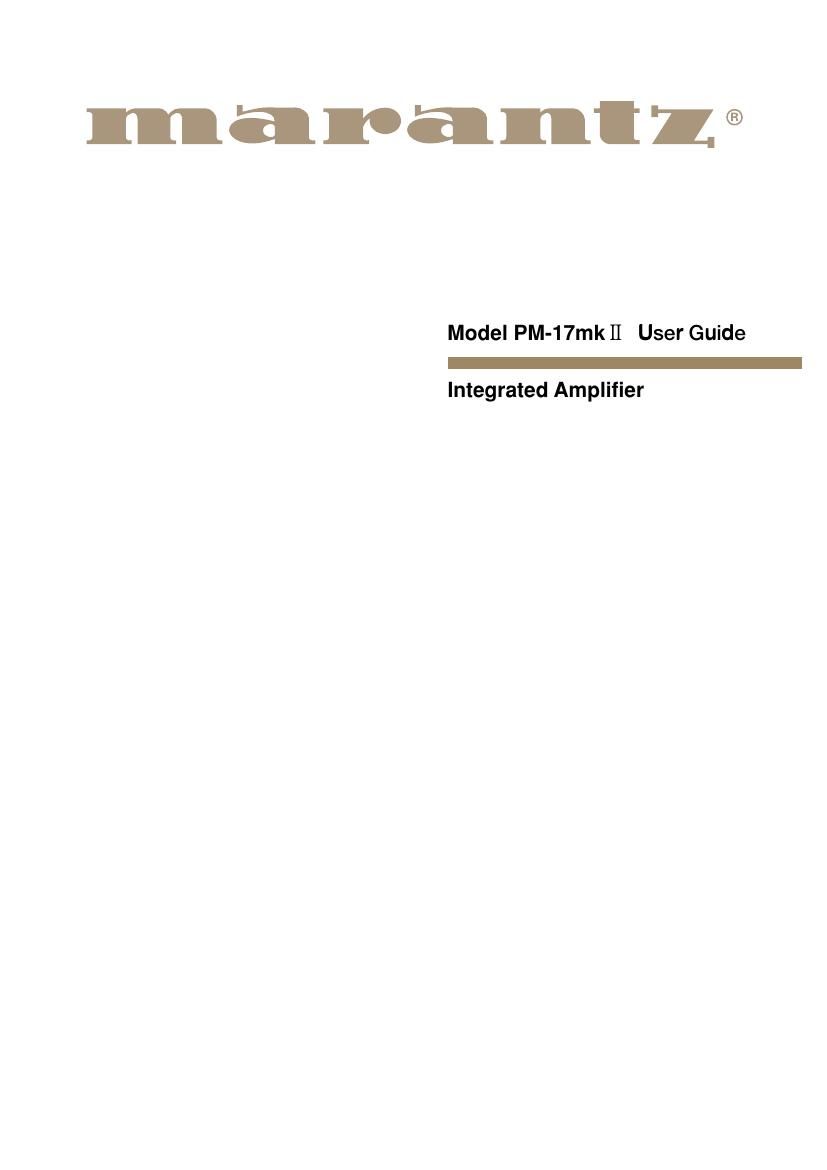 Marantz PM 17 MK II Owners Manual