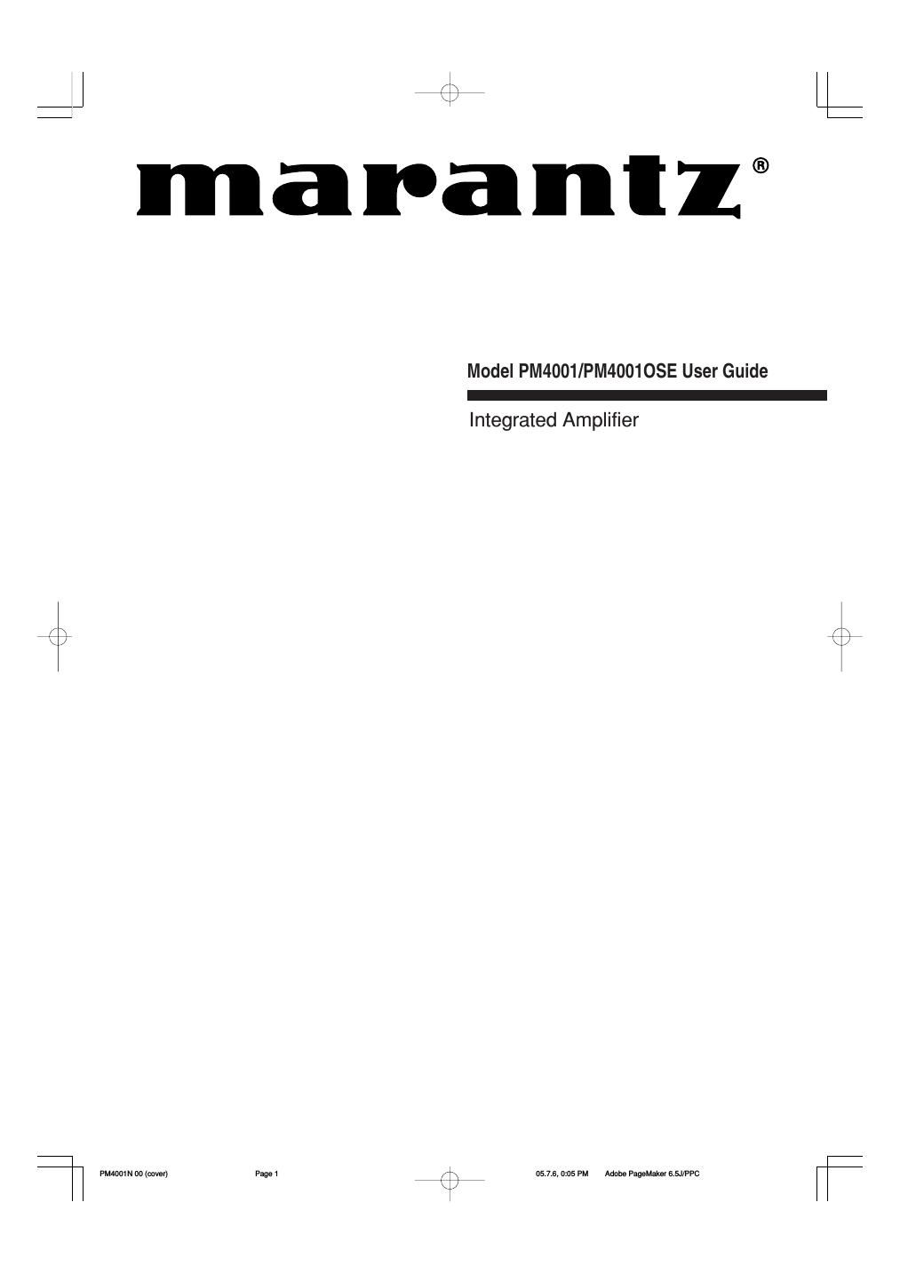 Marantz PM 4001 OSE Owners Manual
