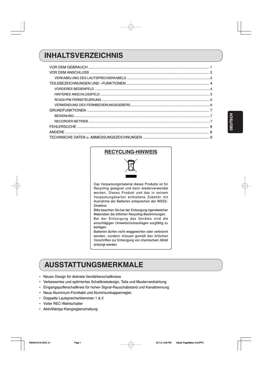 Marantz PM 4001 OSE Owners Manual 2