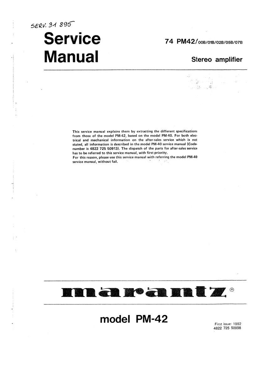 Marantz PM 42 Service Manual