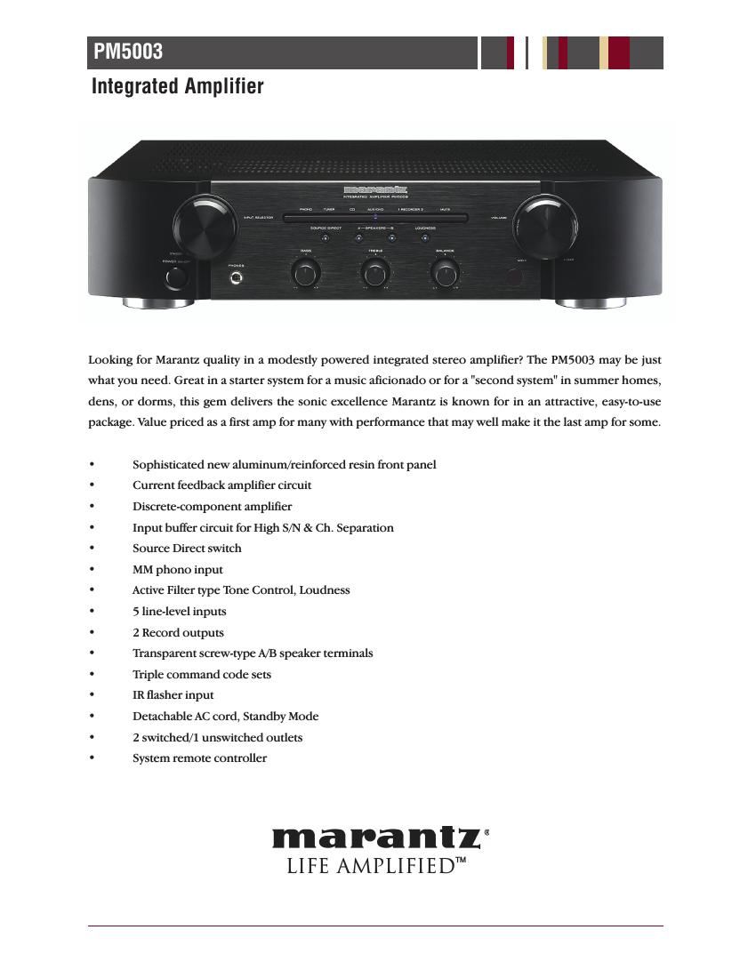 Marantz PM 5003 Brochure