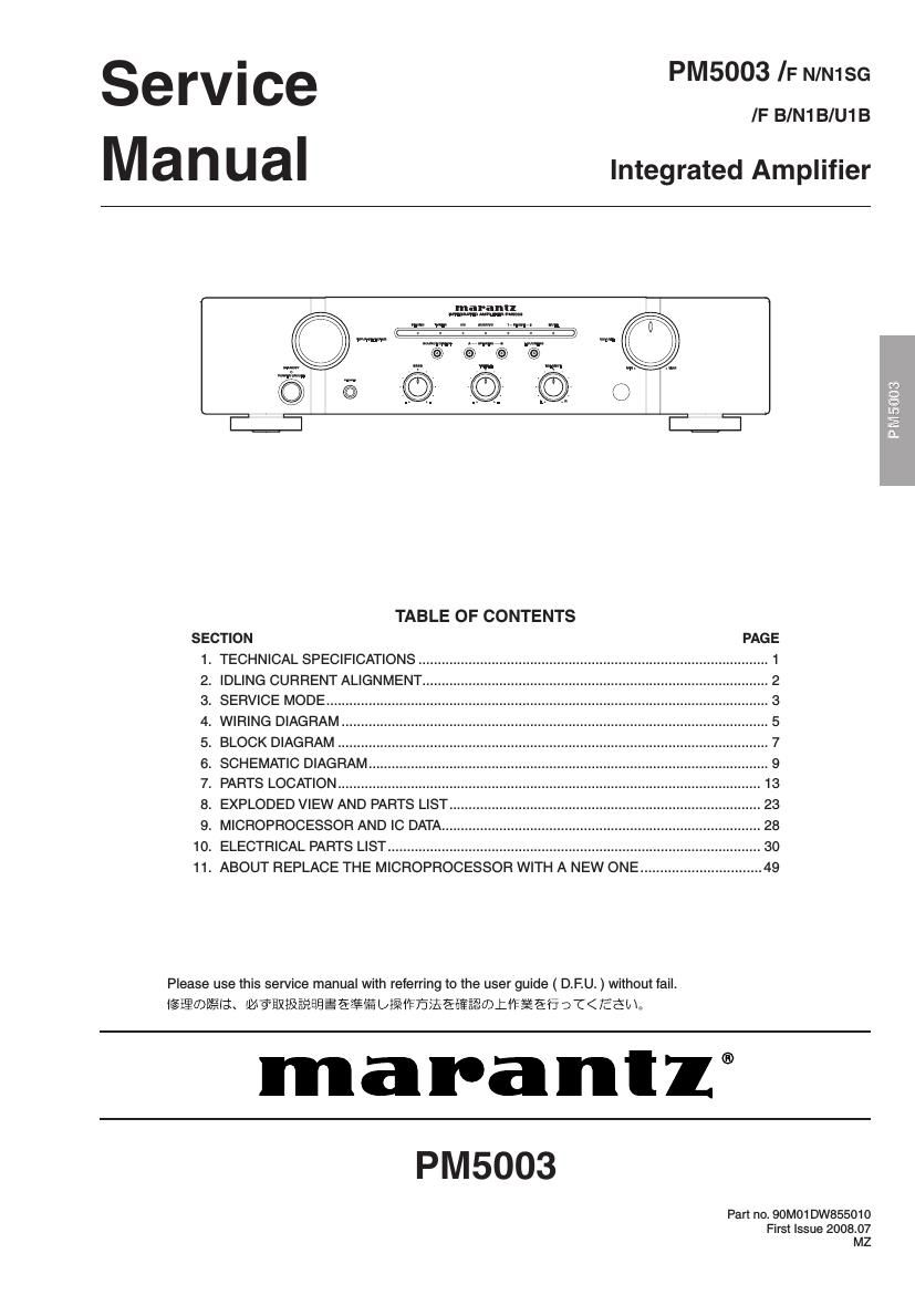 Marantz PM 5003 Service Manual