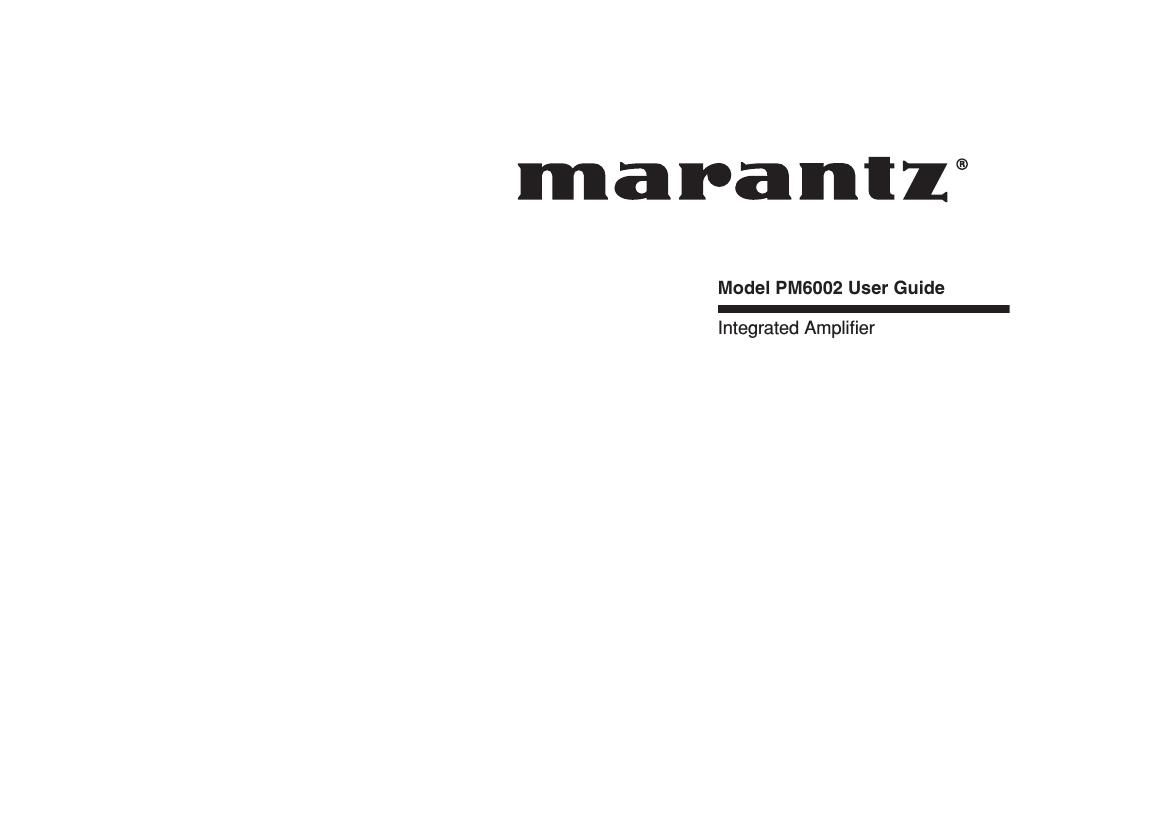 Marantz PM 6002 Owners Manual
