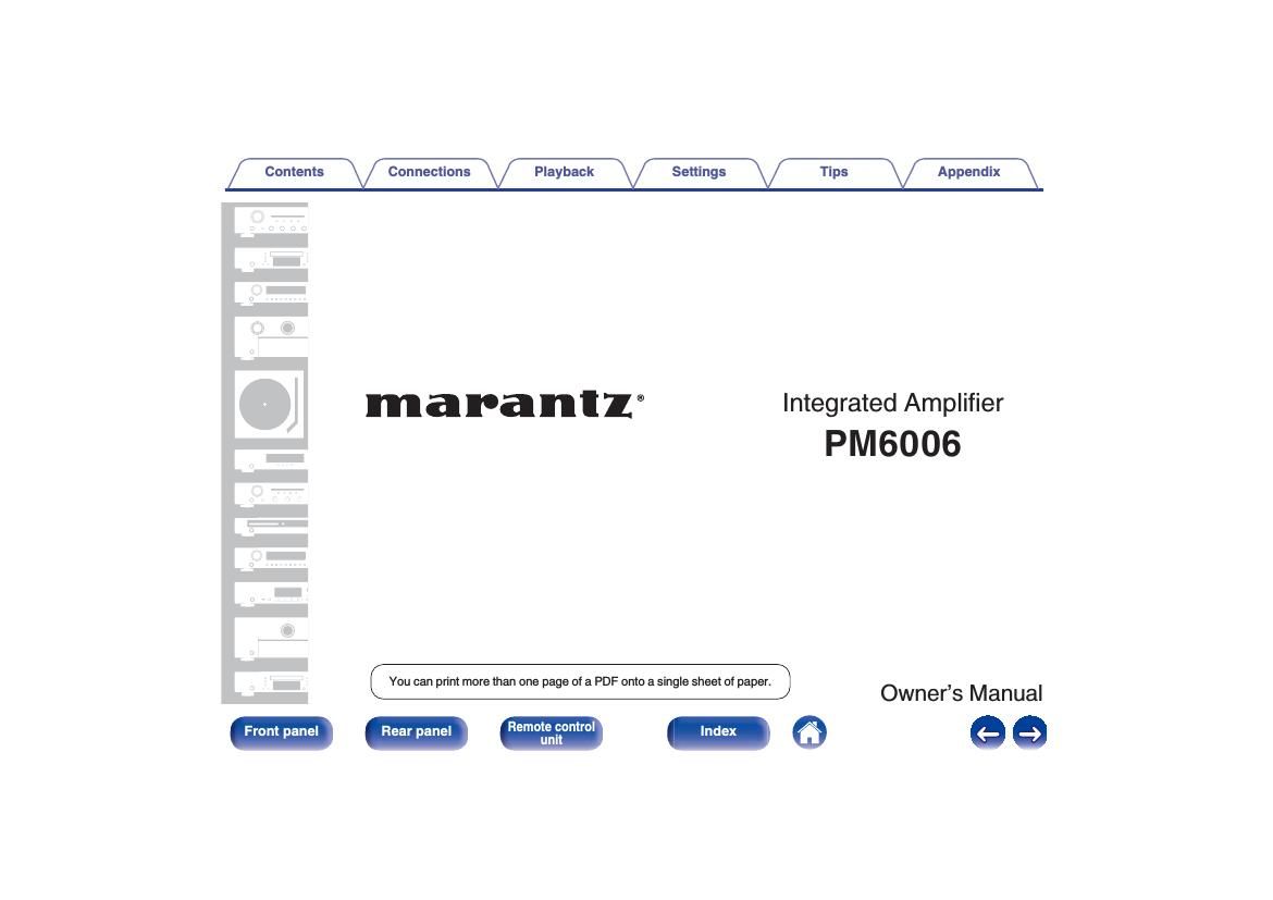 Marantz PM 6006 Owners Manual