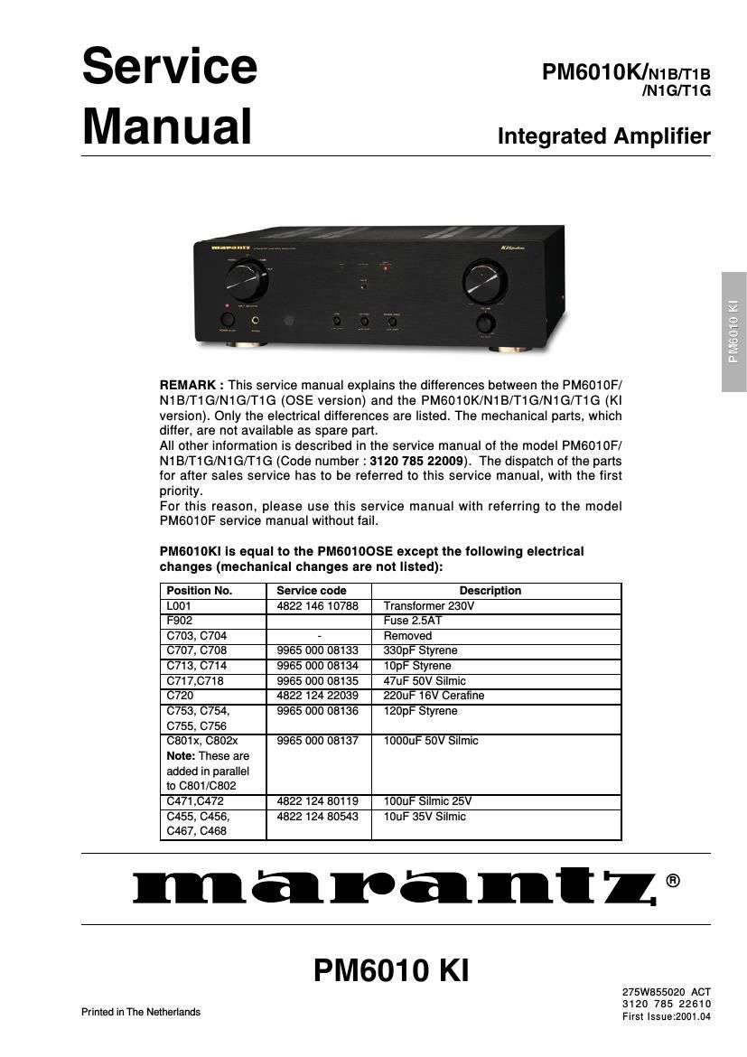 Marantz PM 6010 KI Service Manual