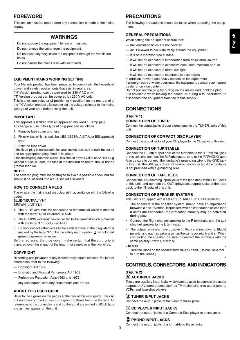 Marantz PM 6010 Owners Manual