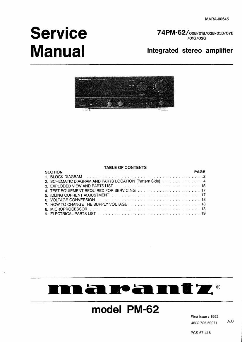 Marantz PM 62 Service Manual
