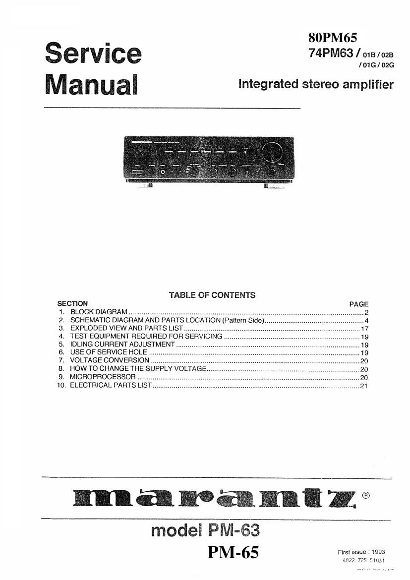 Marantz PM 63 Service Manual