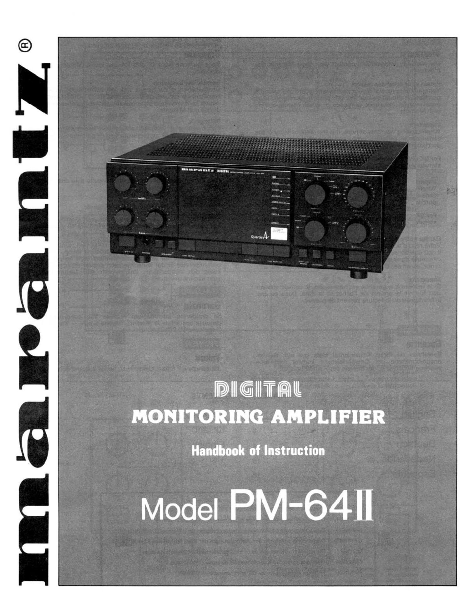 Marantz PM 64 MK II Owners Manual