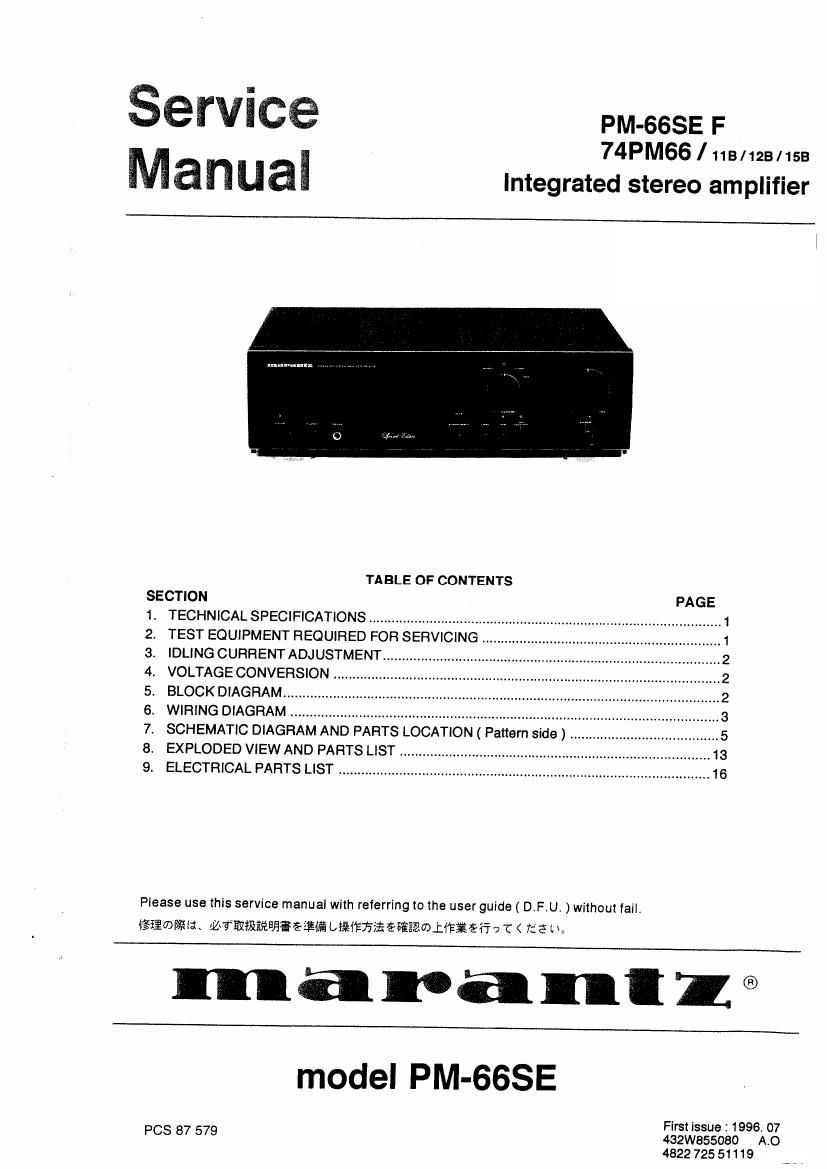 Marantz PM 66 SE Service Manual