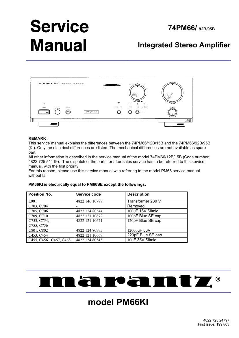 Marantz PM 66 Service Manual