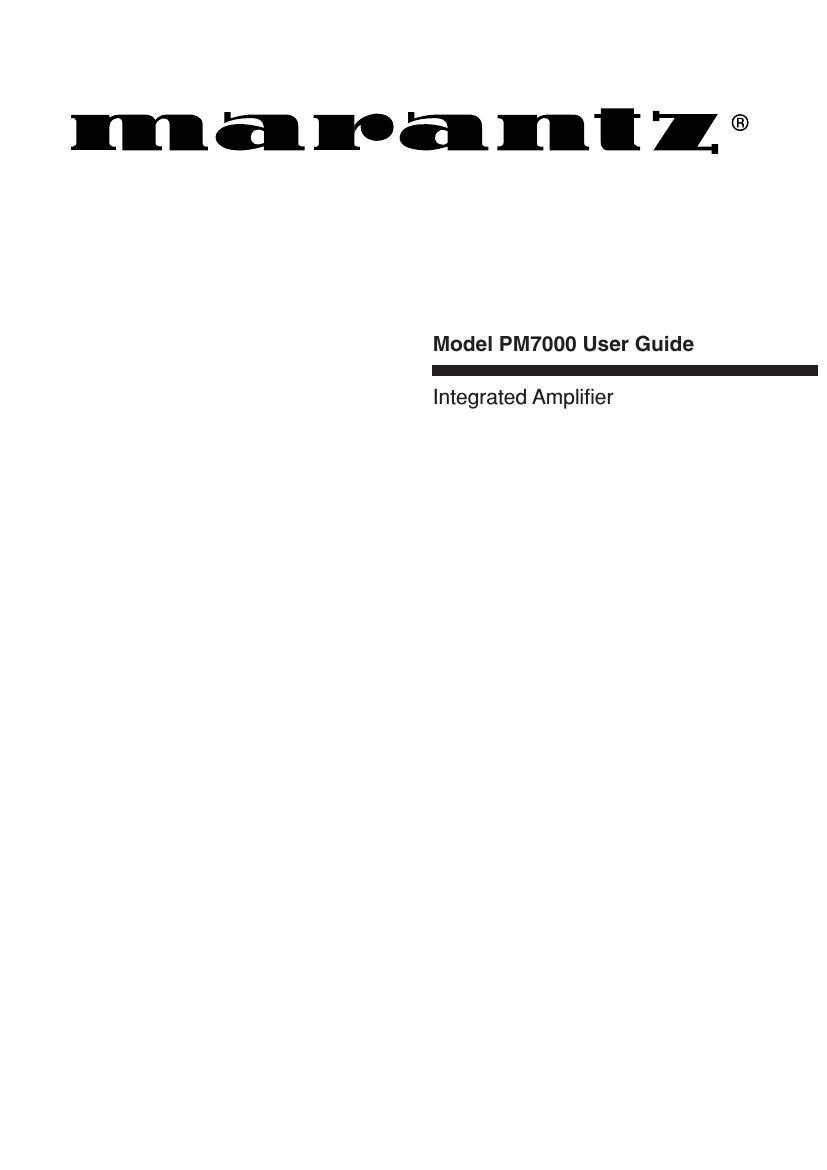 Marantz PM 7000 Owners Manual