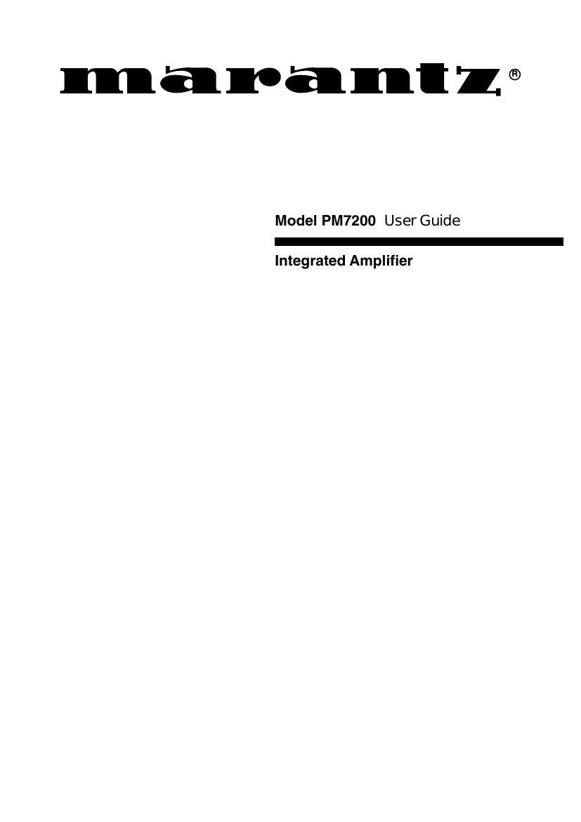 Marantz PM 7200 Owners Manual