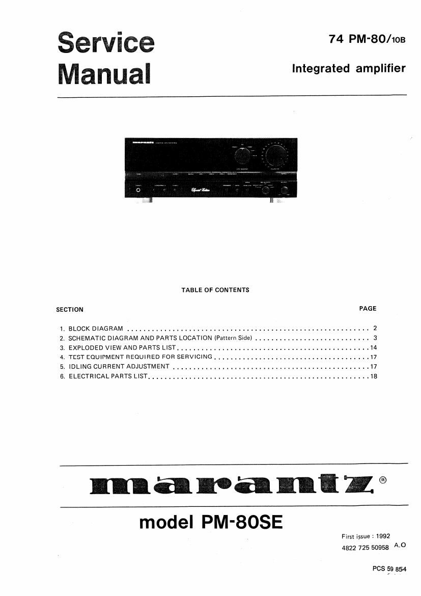 Marantz PM 80 SE Service Manual