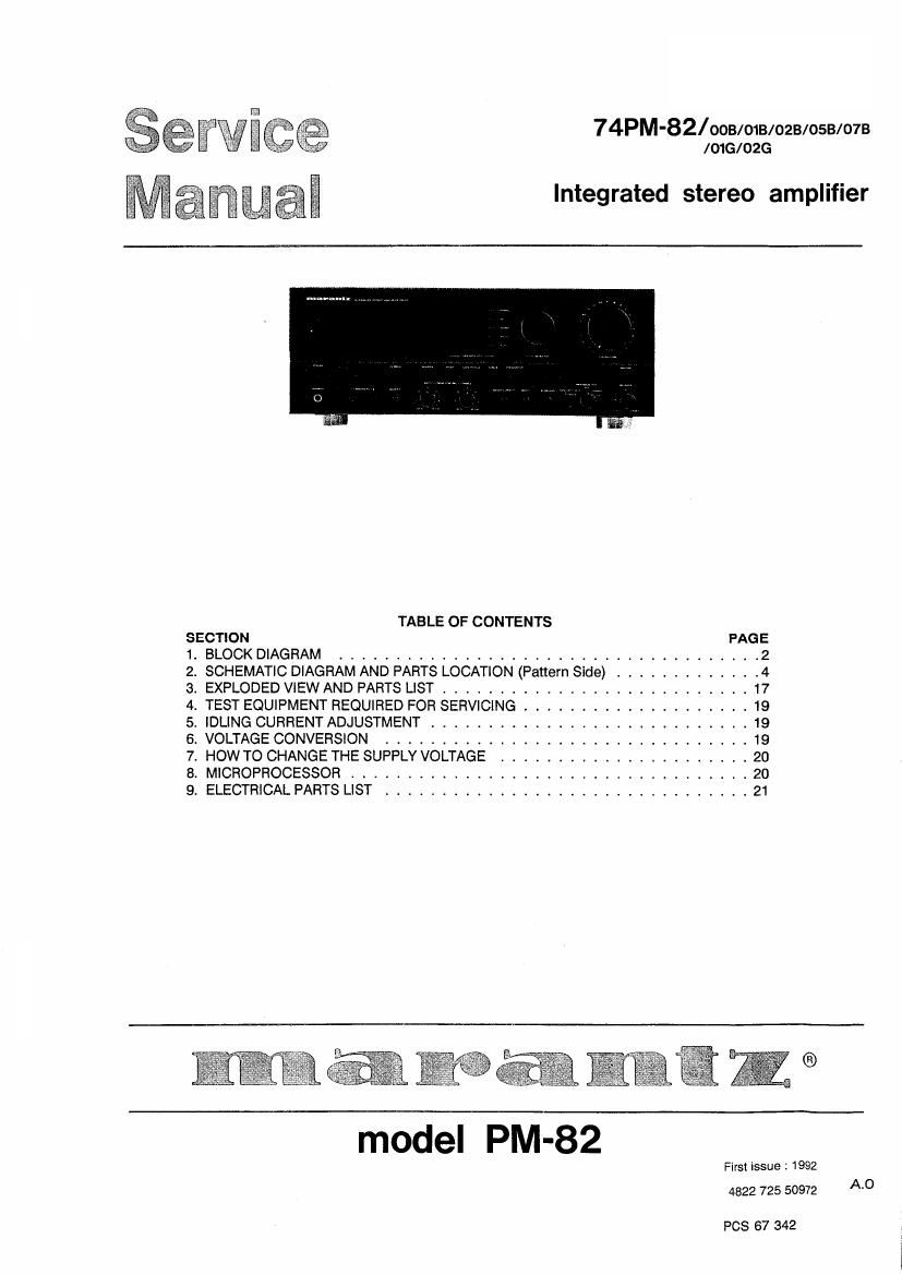 Marantz PM 82 Service Manual
