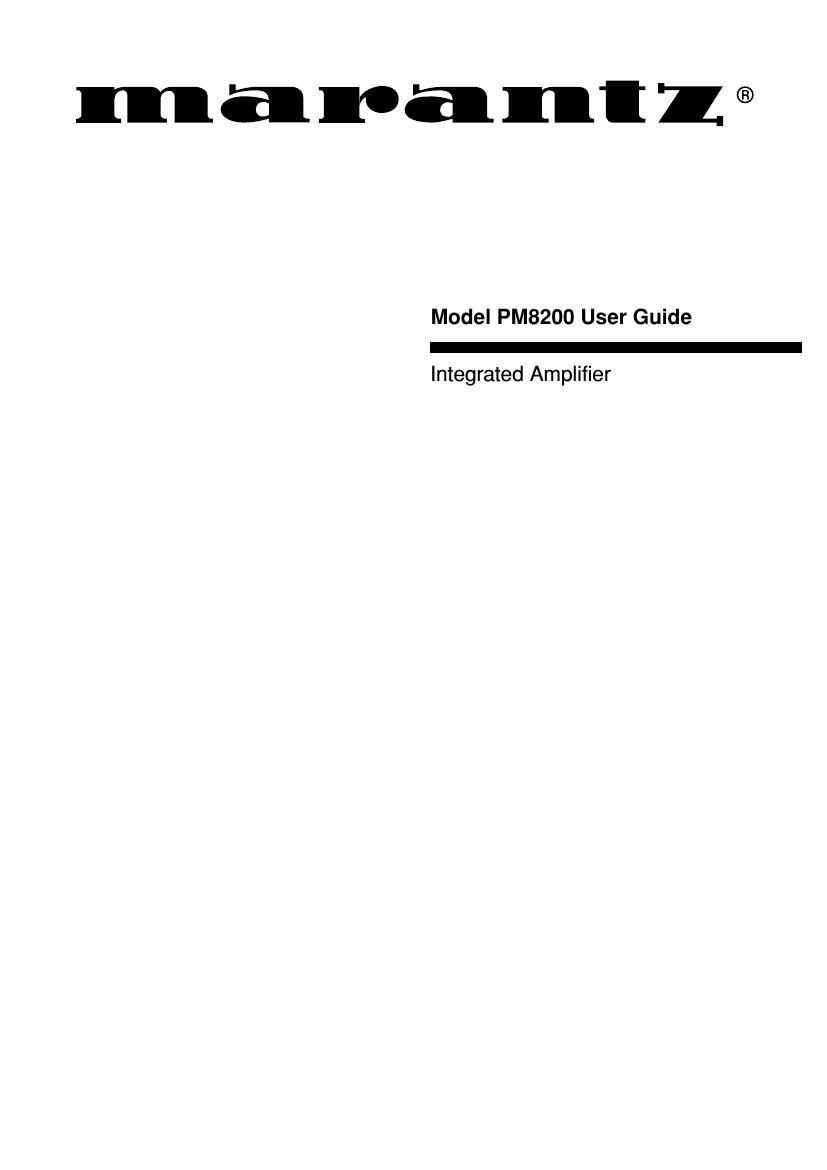 Marantz PM 8200 Owners Manual