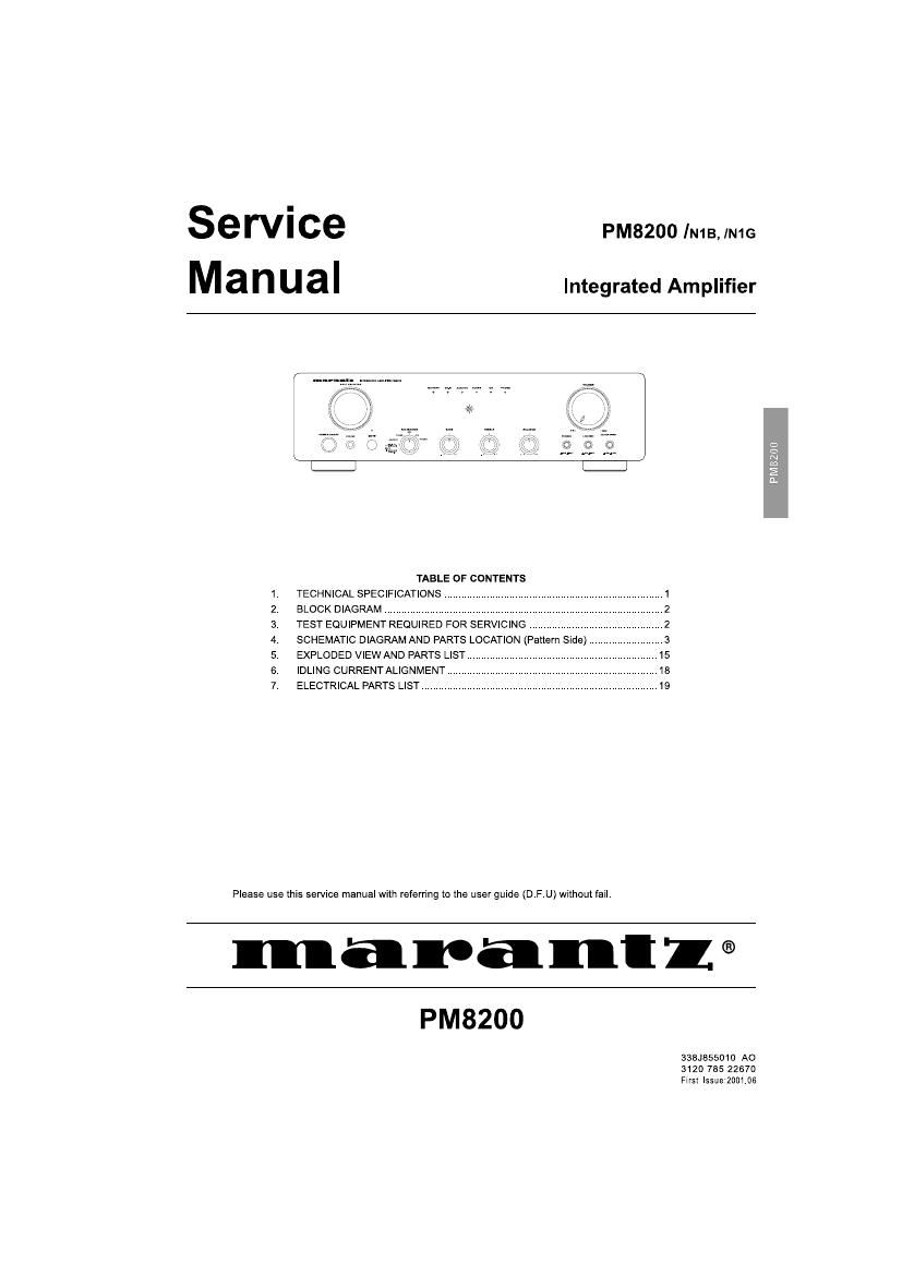 Marantz PM 8200 Service Manual