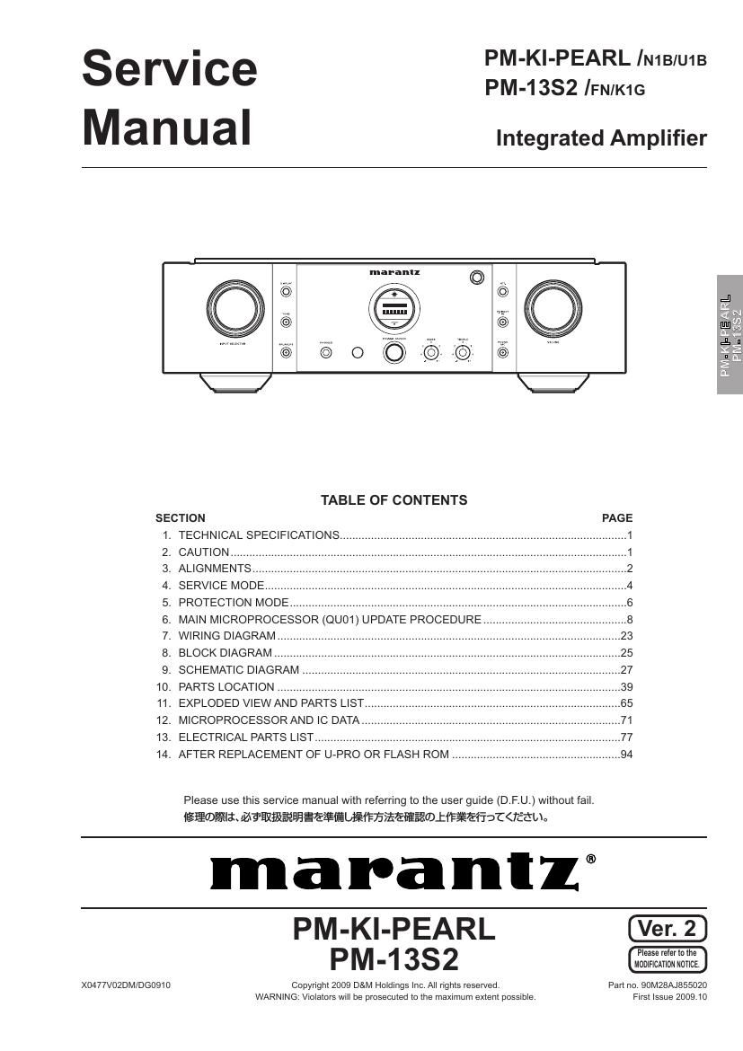 Marantz PM KI PEARL Service Manual