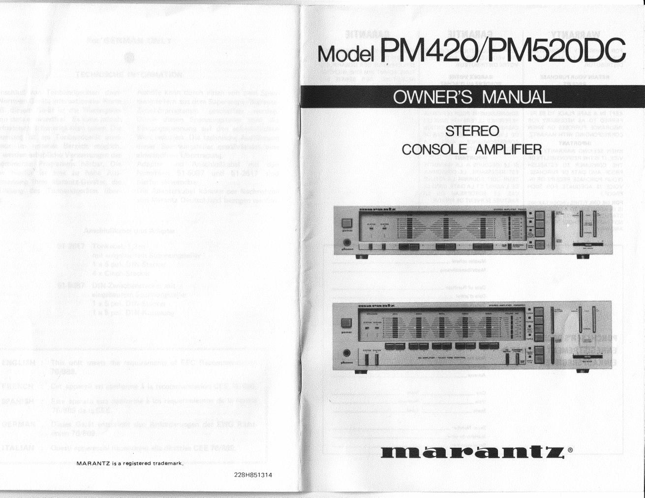 marantz pm 520dc ownersmanual