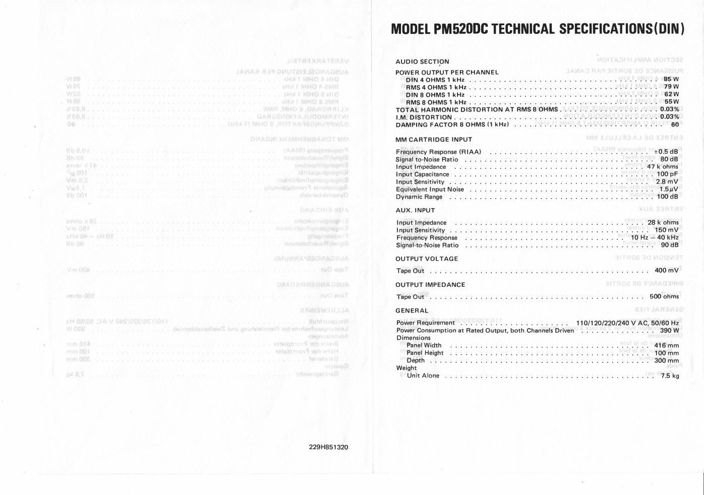 marantz pm 520dc technical specs