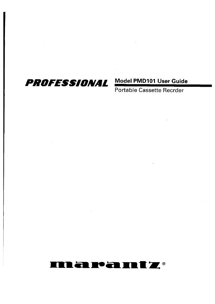 Marantz PMD 101 Owners Manual