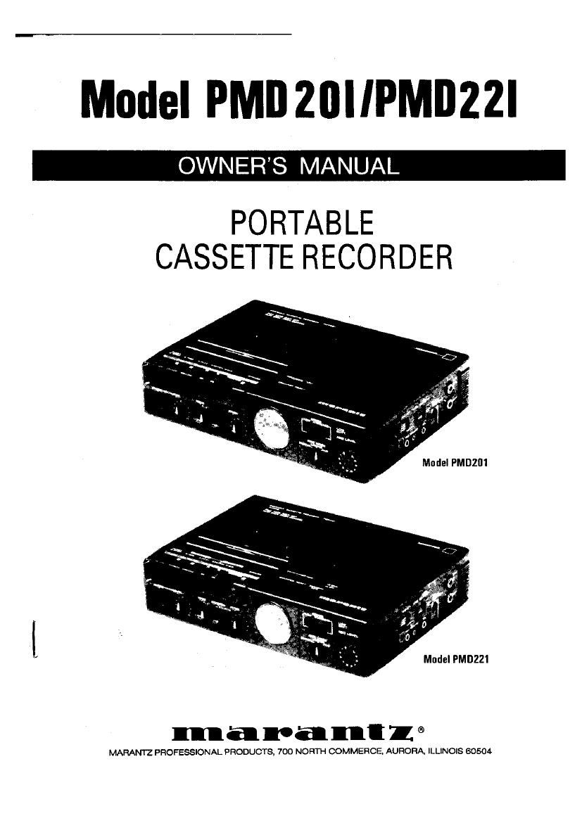 Marantz PMD 221 Owners Manual